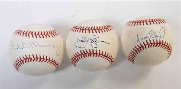 Lot of 3 Orioles Signed Baseballs w. Murray & Robinson