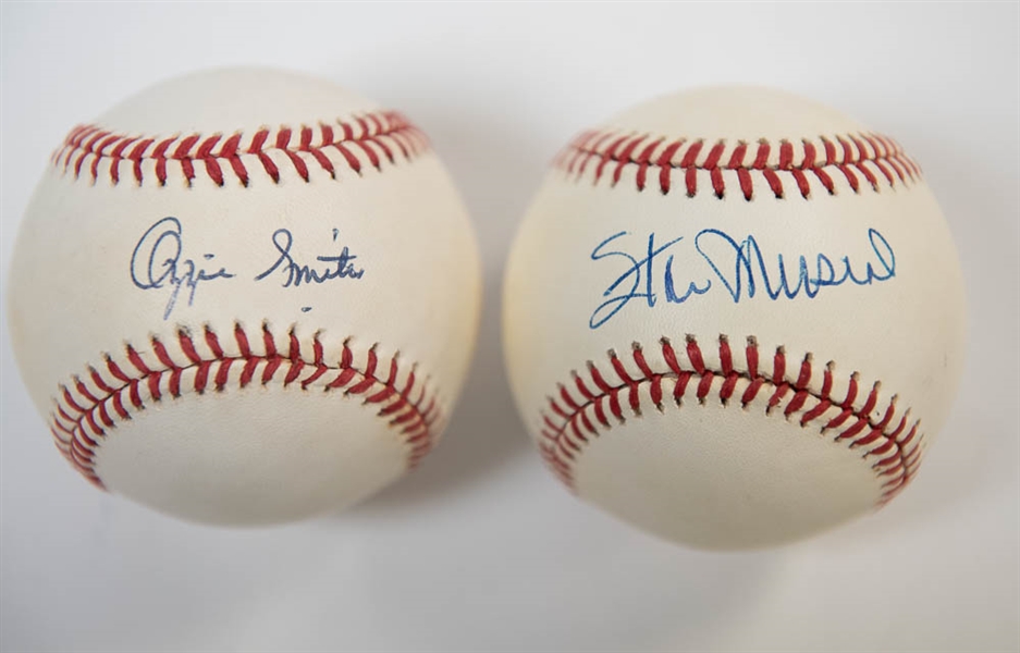 Stan Musial & Ozzie Smith Signed Baseballs