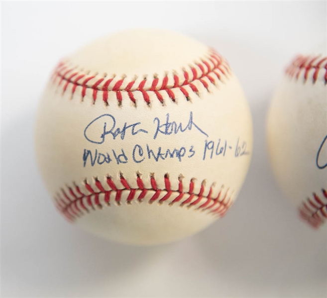 Lot of 3 Yankees Signed Baseballs w. Berra & Slaughter