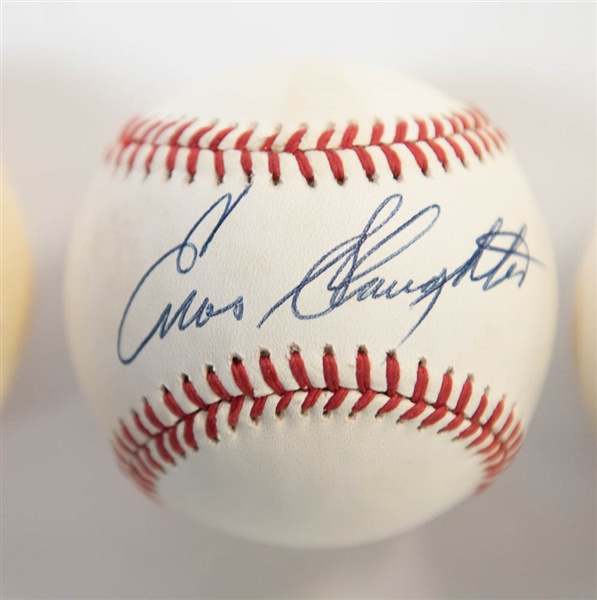 Lot of 3 Yankees Signed Baseballs w. Berra & Slaughter