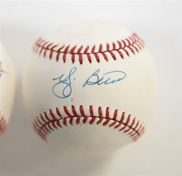 Lot of 3 Yankees Signed Baseballs w. Berra & Slaughter