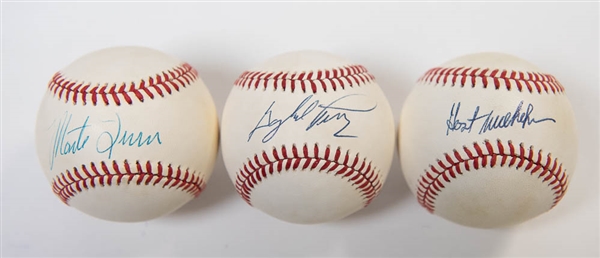 Lot of 3 Giants Signed Baseballs w. Wilhelm & Irvin