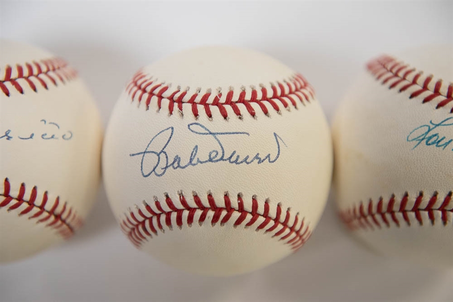 Lot of 3 Red Sox Signed Baseballs w. Aparicio & Boudreau