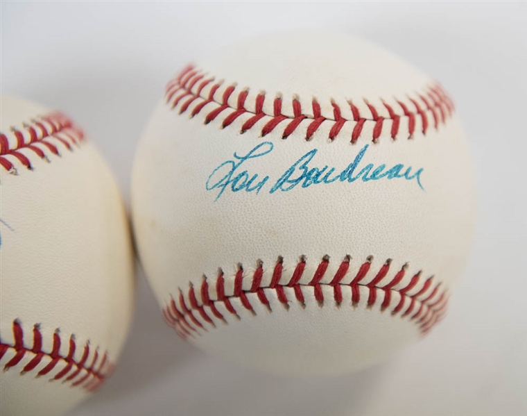 Lot of 3 Red Sox Signed Baseballs w. Aparicio & Boudreau