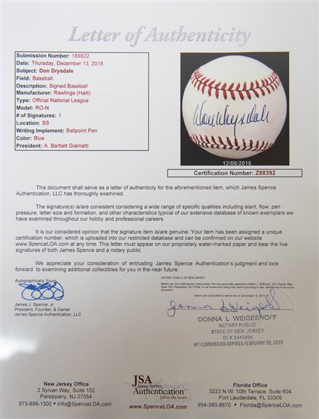 Don Drysdale & Duke Snider Signed Baseballs - JSA