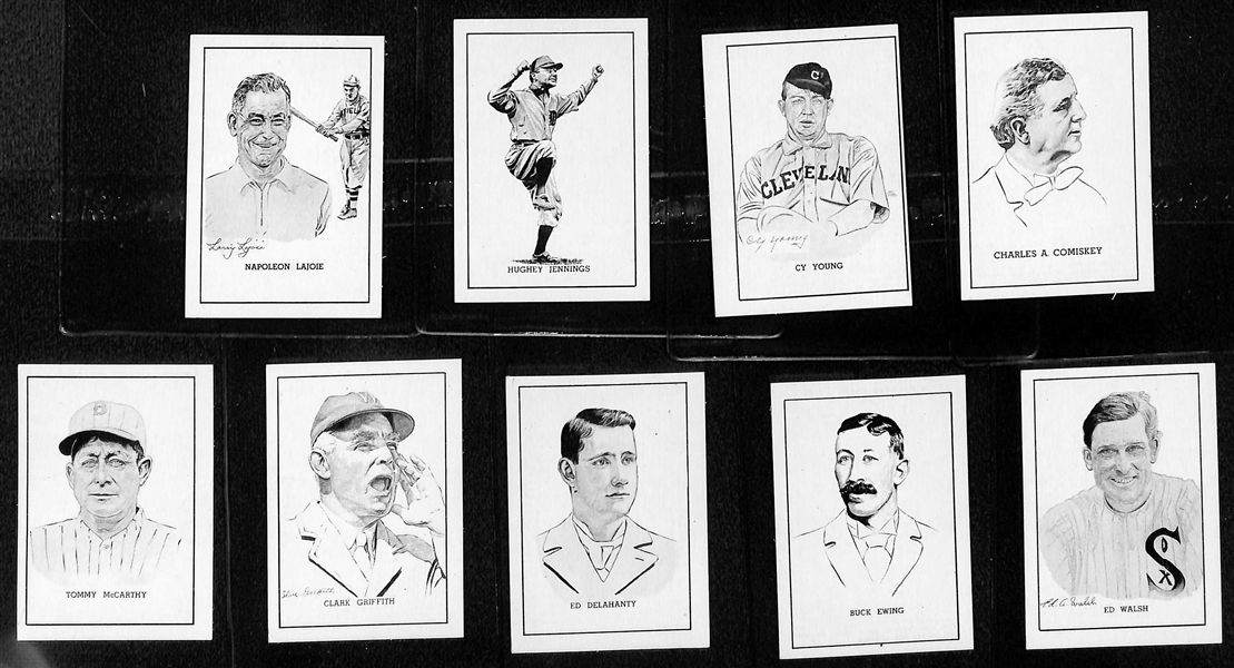 Lot of 9 1950 Callahan HOF Cards w. Napoleon Lajoie