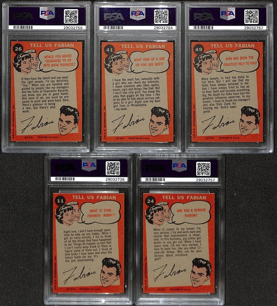 Lot of 5 1959 Fabian PSA Graded Cards