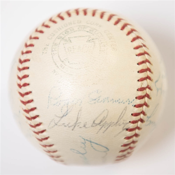 1960s Vintage HOFer & Star Signed OAL Baseball w. 16 Autographs (inc. Goose Goslin, Joe DiMaggio, L. Gomez, R. Ruffing, L. Appling, B. Dickey, R. Rolfe,+) - JSA LOA
