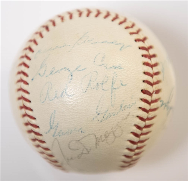 1960s Vintage HOFer & Star Signed OAL Baseball w. 16 Autographs (inc. Goose Goslin, Joe DiMaggio, L. Gomez, R. Ruffing, L. Appling, B. Dickey, R. Rolfe,+) - JSA LOA