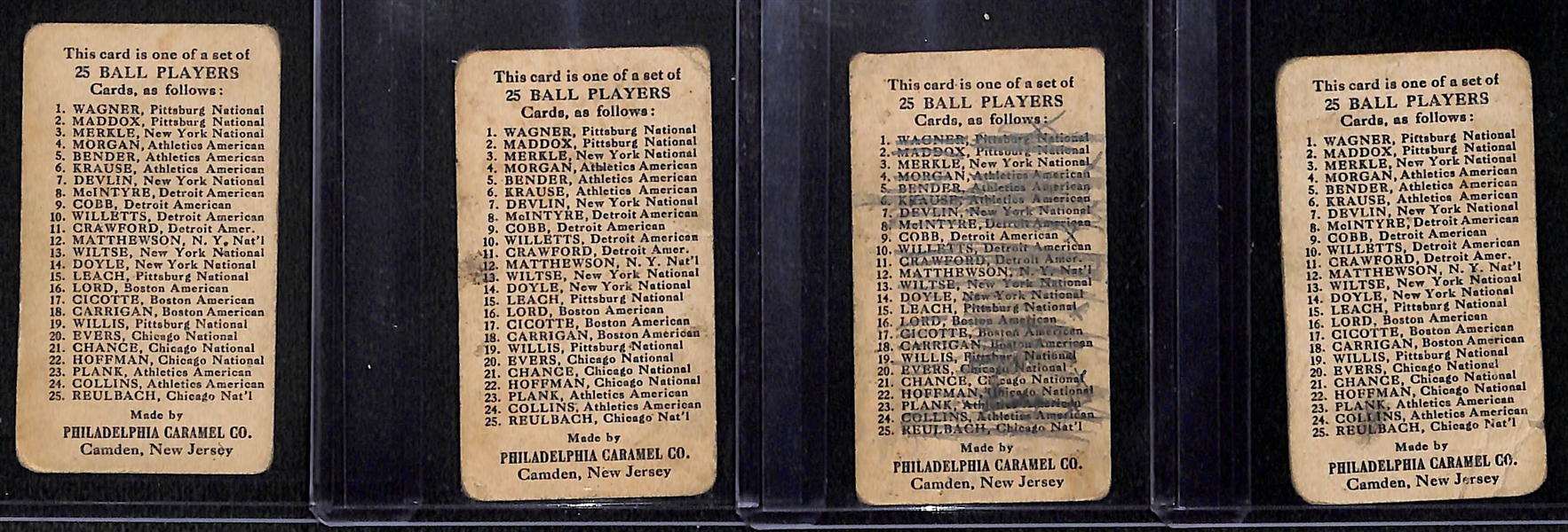 Lot of 4 1905 E95 Philadelphia Caramel Cards w. Larry Doyle