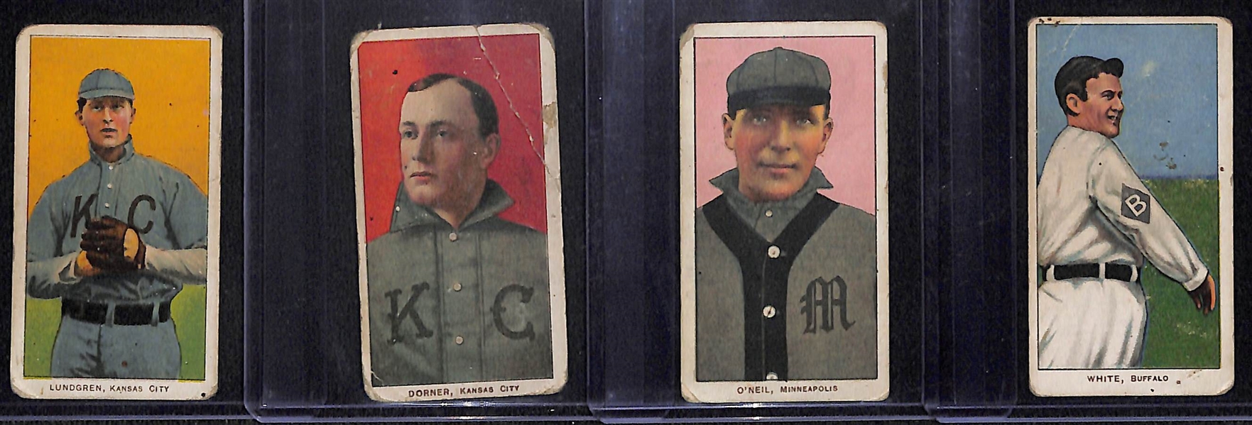 Lot of 4 1909 T206 Cards w. Carl Lundgren
