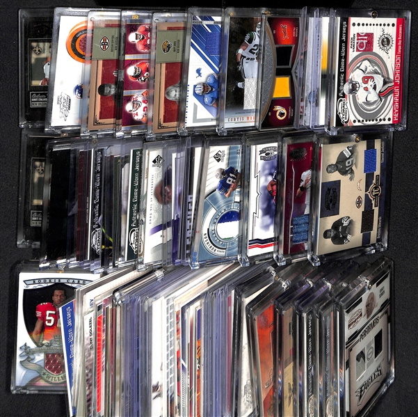 Lot Of 77 Football Relic Cards w. Carson Palmer & Curtis Martin