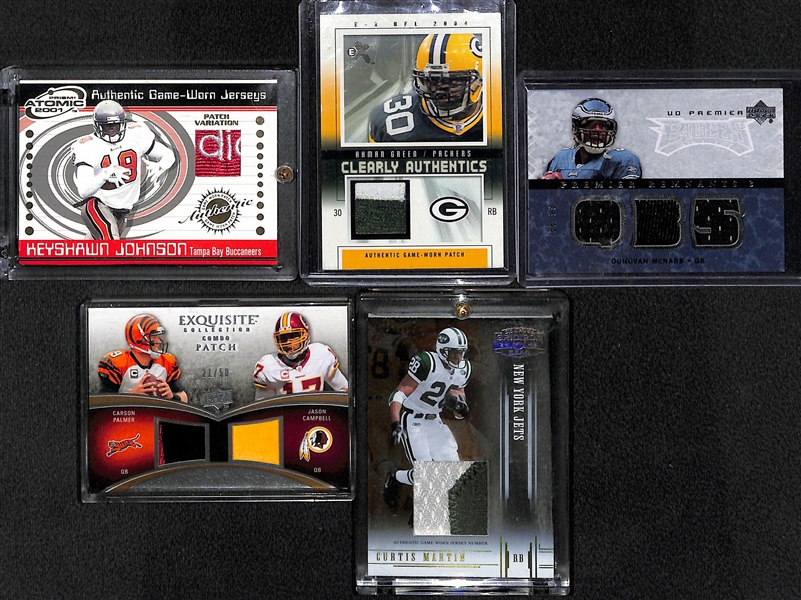 Lot Of 77 Football Relic Cards w. Carson Palmer & Curtis Martin