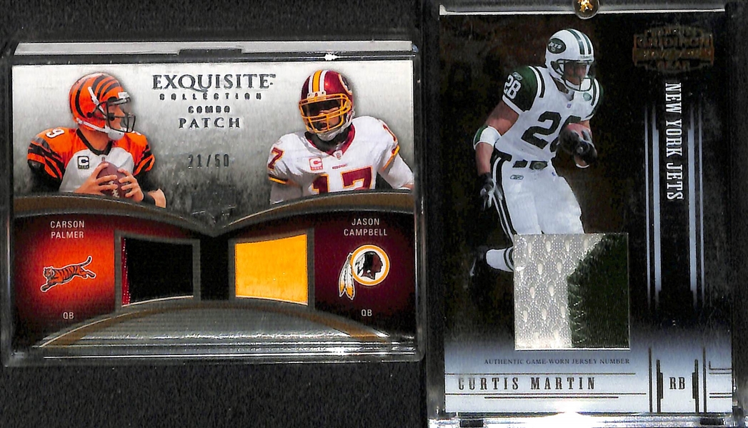 Lot Of 77 Football Relic Cards w. Carson Palmer & Curtis Martin
