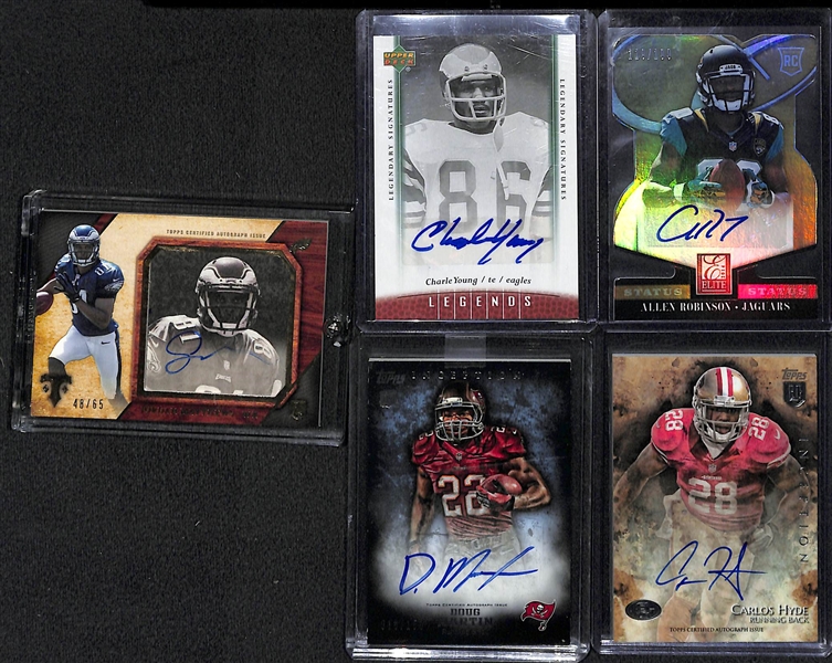 Lot Of 125 Football Autograph Cards w. Allen Robinson & Carlos Hyde