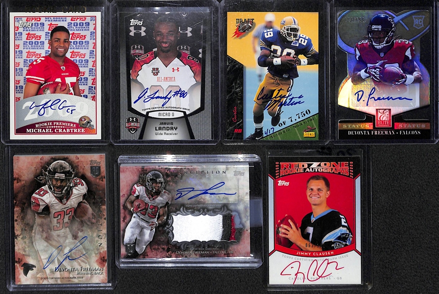 Lot Of 125 Football Autograph Cards w. Michael Crabtree & Jarvis Landry