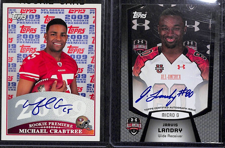 Lot Of 125 Football Autograph Cards w. Michael Crabtree & Jarvis Landry