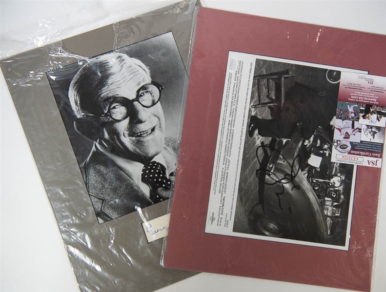 George Burns & Joe Pesci Matted Autograph Displays - JSA