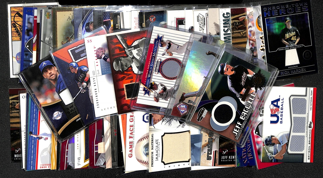Lot Of 55 Baseball Relic Cards w. Bagwell & Rollins