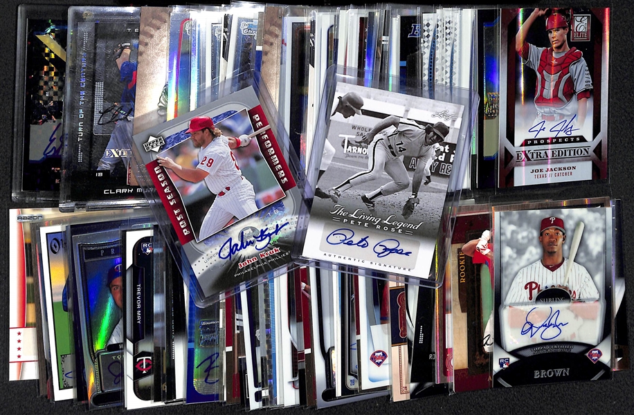 Lot Of 90 Baseball Autograph Cards w. Rose & Kruk