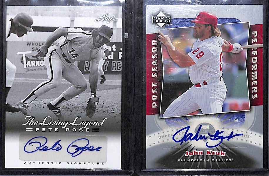 Lot Of 90 Baseball Autograph Cards w. Rose & Kruk