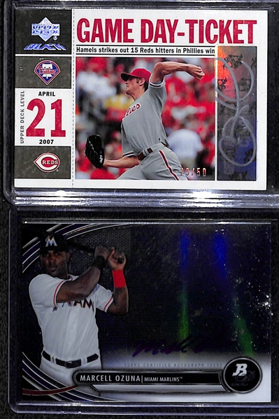 Lot Of 90 Baseball Autograph Cards w. Hamels & Ozuna