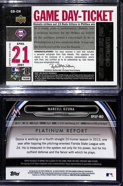 Lot Of 90 Baseball Autograph Cards w. Hamels & Ozuna