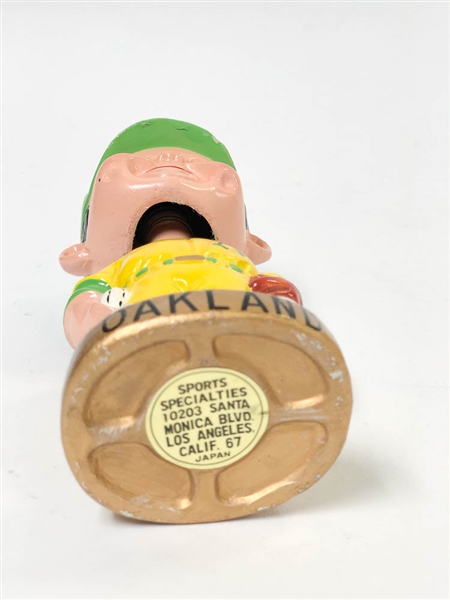 1966-71 Oakland A's Boy Head Bobblehead (Gold Circle Base, Yellow Uniform)