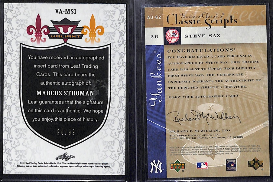 Lot Of 90 Baseball Autograph Cards w. Stroman & Sax