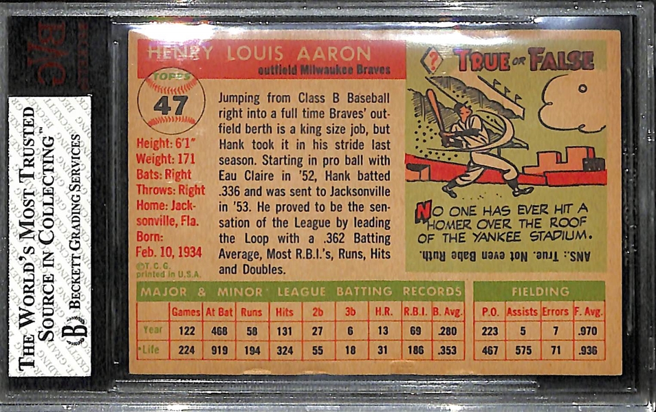 1955 Topps #47 Hank Aaron Card BVG 3.5