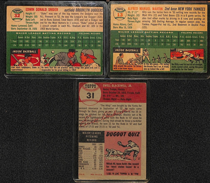1953-1954 Topps Baseball Cards w. Duke Snider