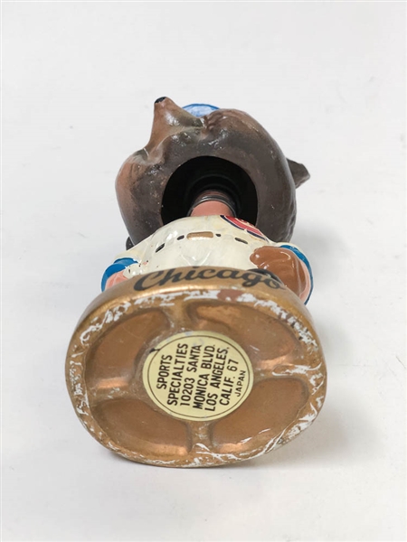 1966-71 Chicago Cubs Mascot Bear Head Bobblehead (Gold Circle Base)