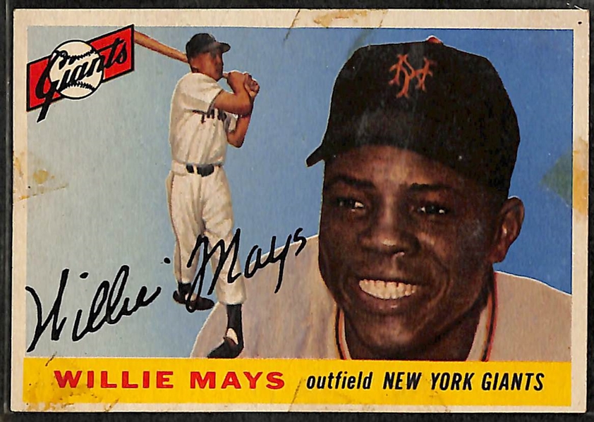 Lot of 3 1955 Topps Cards - Willie Mays, Al Kaline, and D. Rhodes (Card #1)