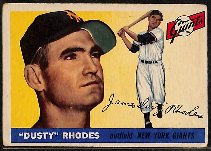 Lot of 3 1955 Topps Cards - Willie Mays, Al Kaline, and D. Rhodes (Card #1)