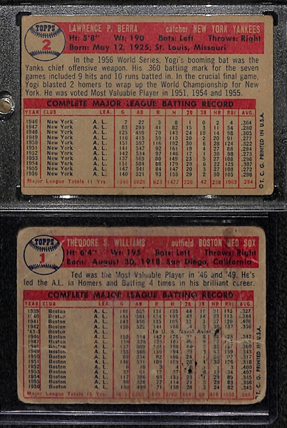 1957 Topps Ted Williams & Yogi Berra Cards