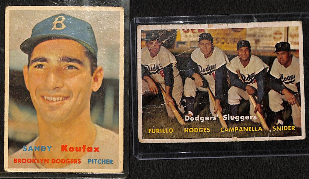 1957 Topps Sandy Koufax & Dodgers Sluggers Cards