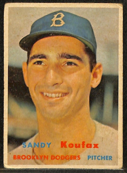 1957 Topps Sandy Koufax & Dodgers Sluggers Cards