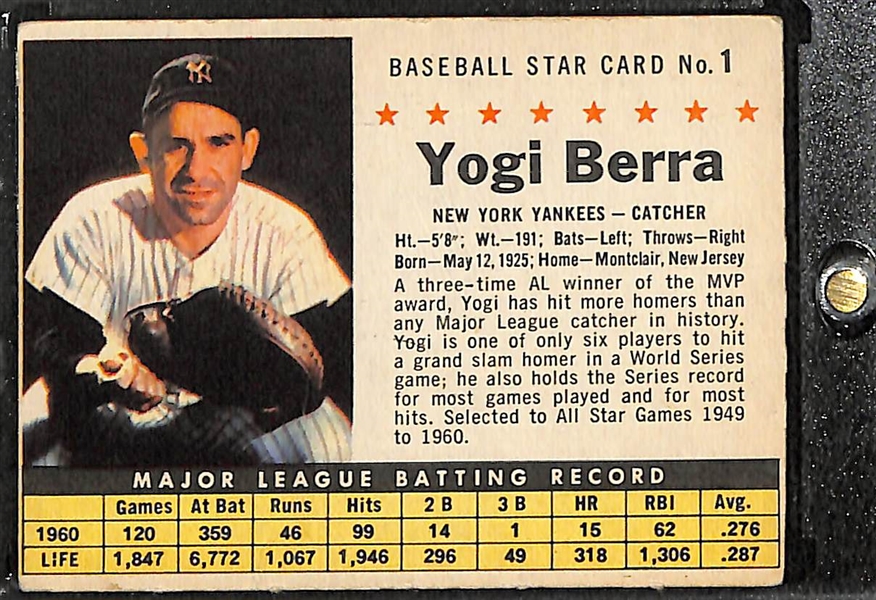 Lot of 5 HOFer 1961-1963 Post Cards (Berra, Koufax, Kaline, Maris, Ford)