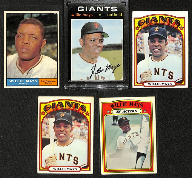Lot of 5 Willie Mays Vintage Cards w. 1961 Topps