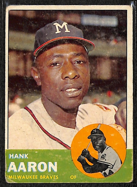 Lot of 5 Hank Aaron Vintage Cards w. 1963 Topps