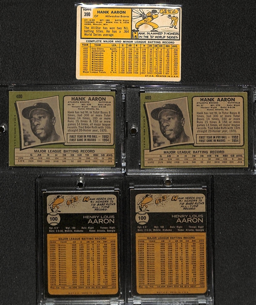 Lot of 5 Hank Aaron Vintage Cards w. 1963 Topps
