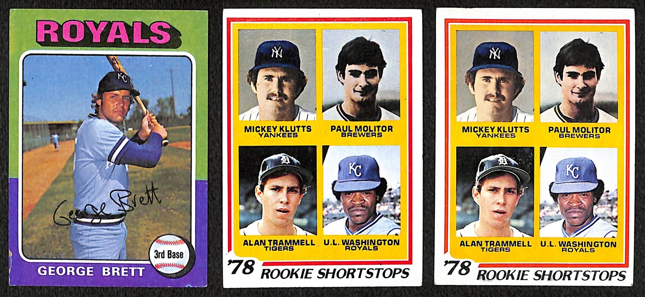 1970s Lot of 3 HOF Rookie Cards - George Brett and (2) Molitor/Trammell