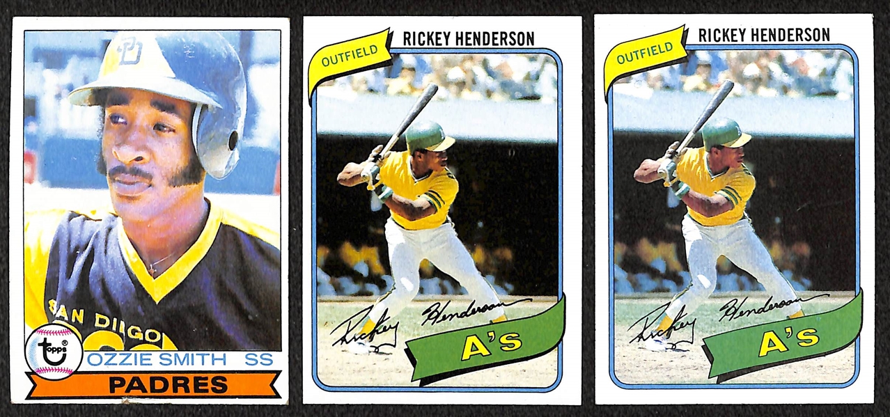 Lot of 3 HOF Rookie Cards w. Ozzie Smith & Rickey Henderson