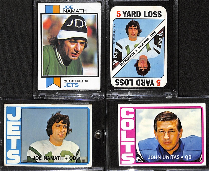 Lot of 4 Joe Namath & Johnny Unitas Vintage Cards