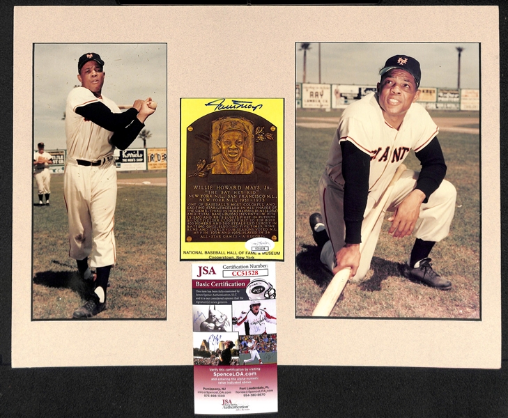 Willie Mays Signed Photo Plaque Matte Display - JSA