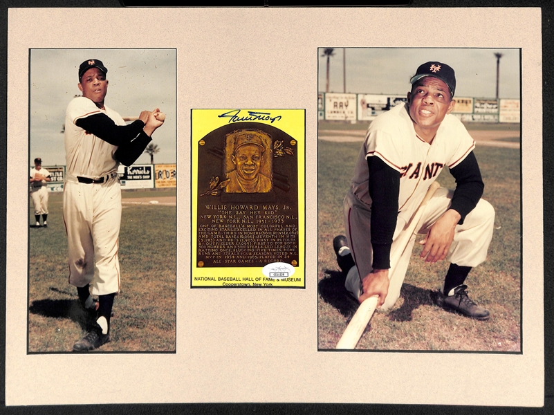 Willie Mays Signed Photo Plaque Matte Display - JSA