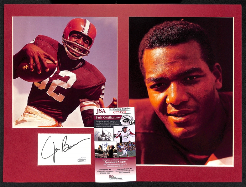 Jim Brown Cut Autograph & Photo Matte Display - JSA