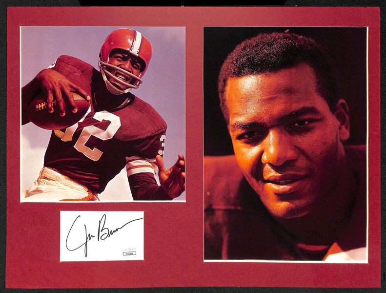 Jim Brown Cut Autograph & Photo Matte Display - JSA