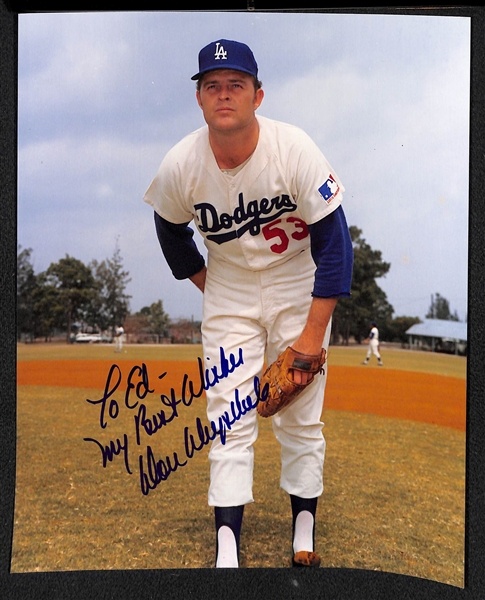 Lot of 8 Baseball Signed Photos w. Drysdale & Banks