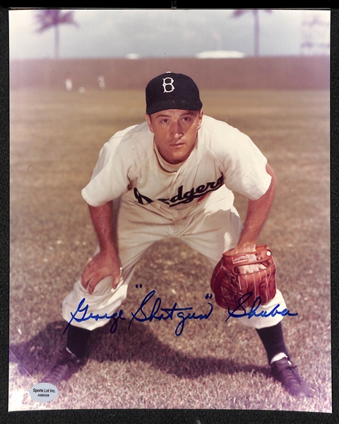 Lot of 8 Baseball Signed Photos w. Drysdale & Banks